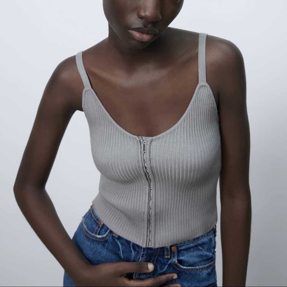 Zara Heather Gray Corset Tank Top